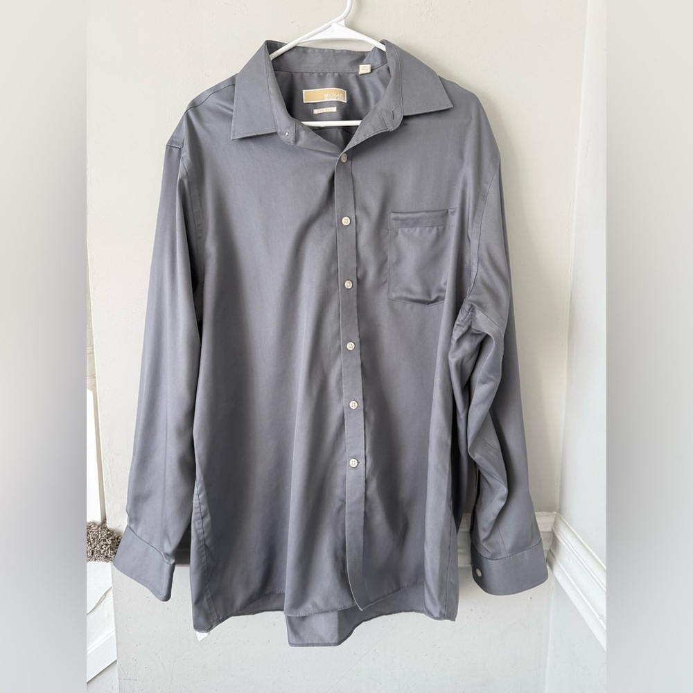 Mens Michael Kors Button Down Dress Shirt Gray Size 100% Cotton 17 1/2 34/35‎